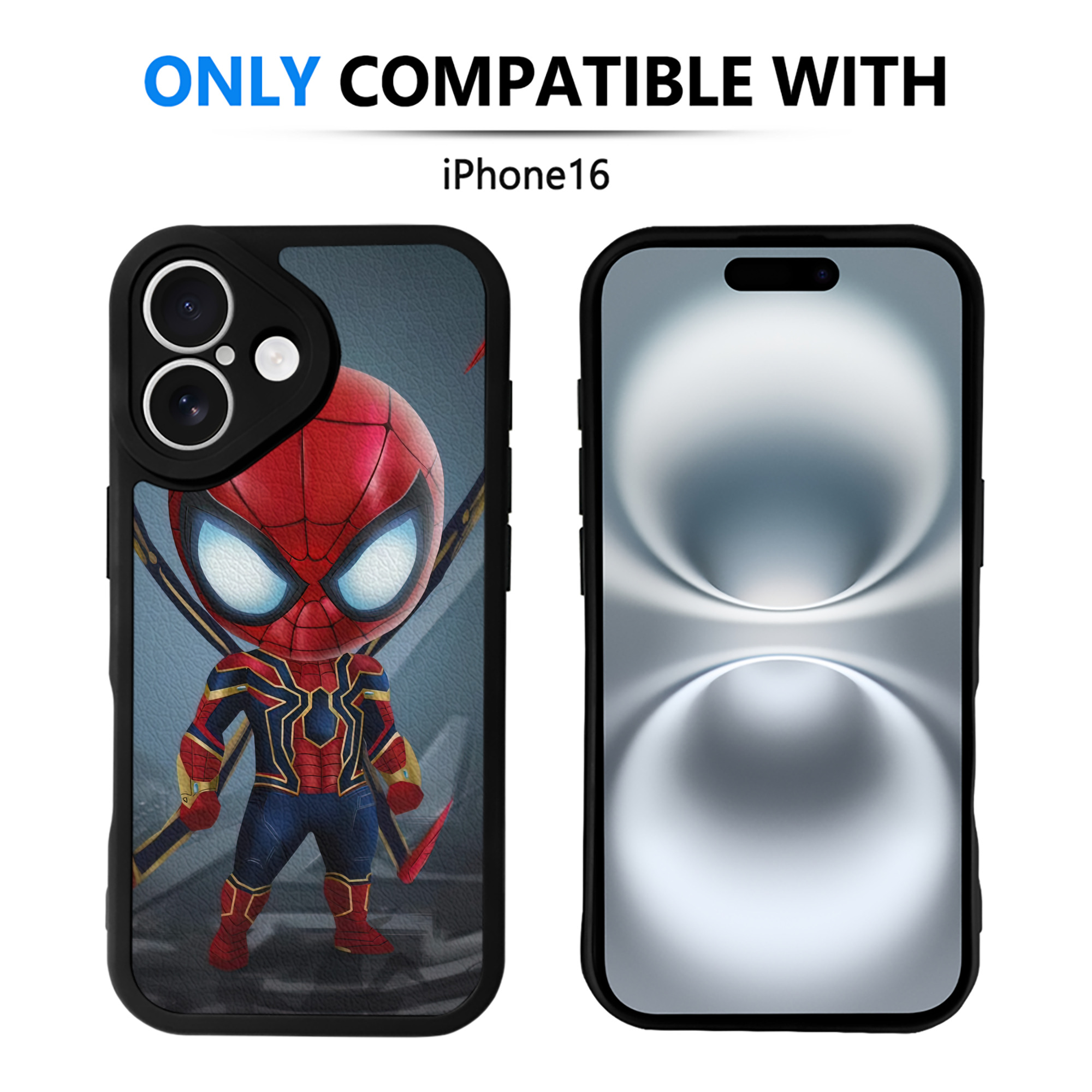 （画像用） Spider Man スパイダーマン 【iPhone 16シリーズ対応】シリコンスマホケース（レザー調） 材質：シリコン